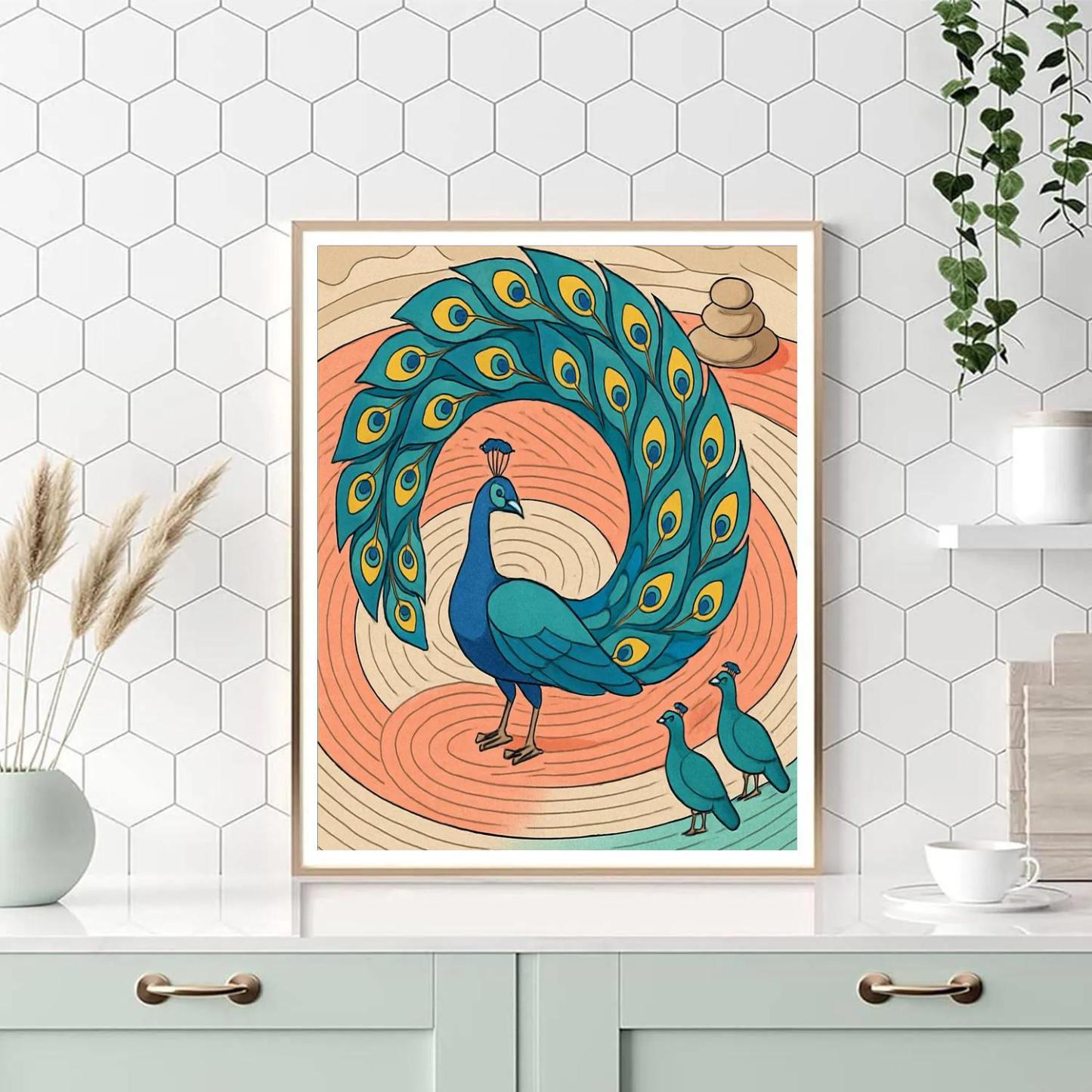 Courtship Spiral With Peacock paint by numbers