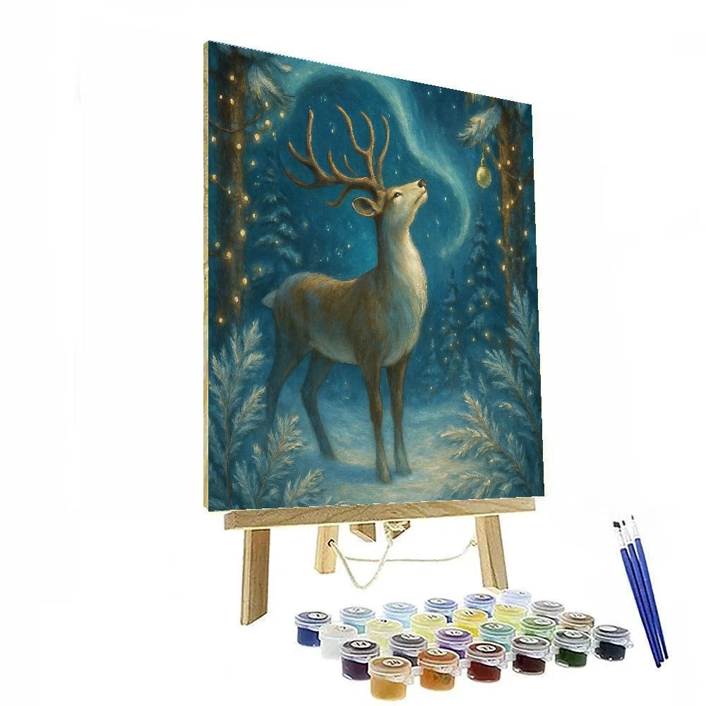 Aurora Over The Reindeer Clearing Paint by numbers art