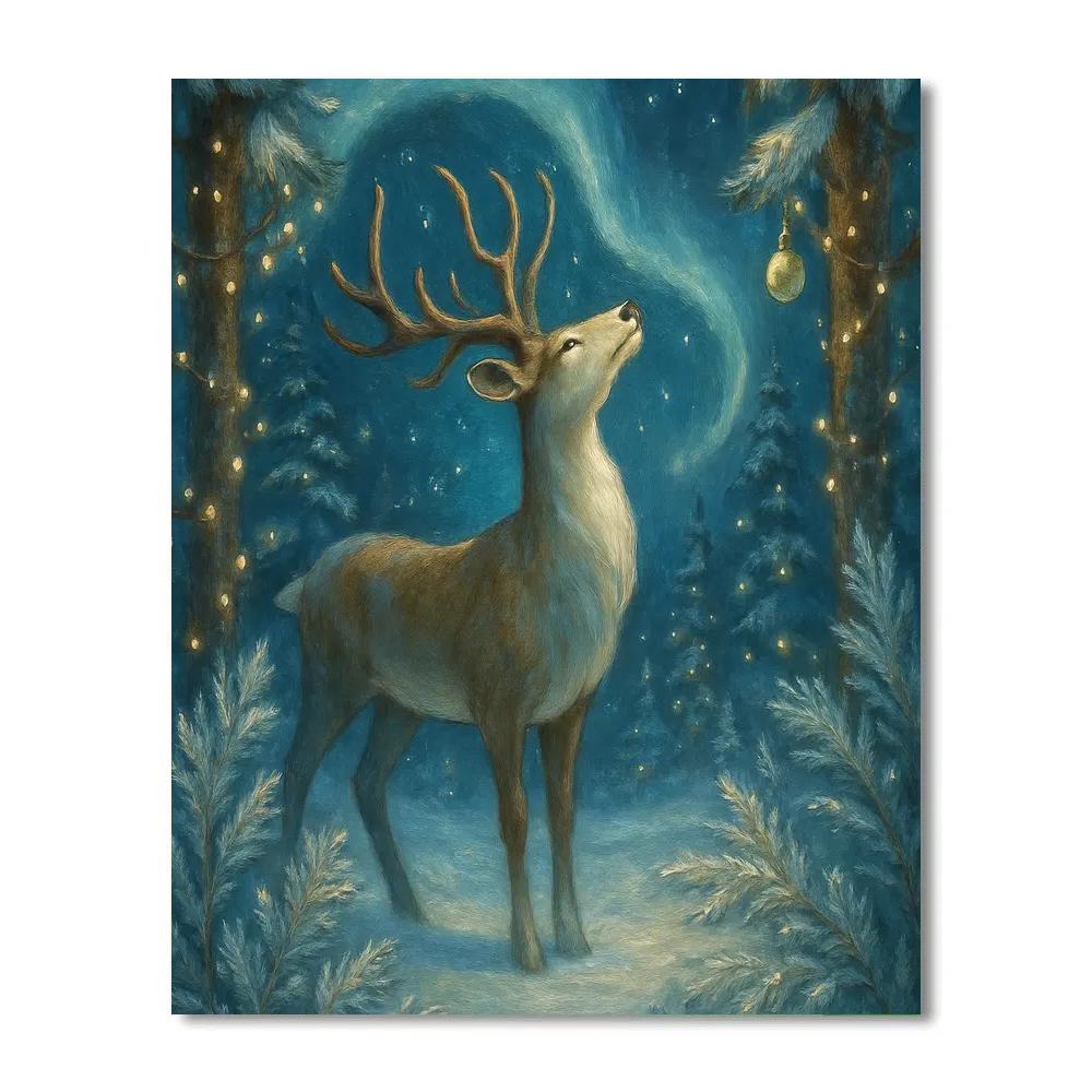 Aurora Over The Reindeer Clearing Paint by numbers art