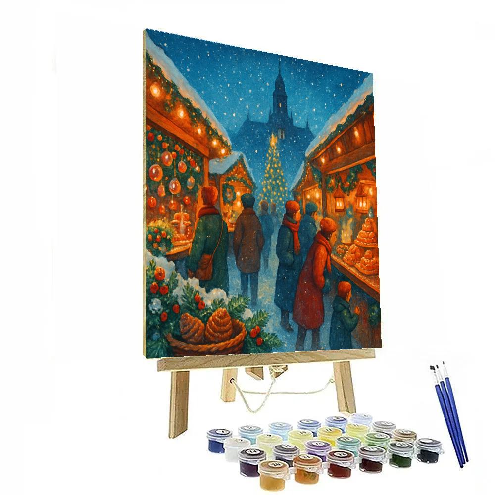 Holiday Market Under Crystal Snowfall DIY paint by numbers