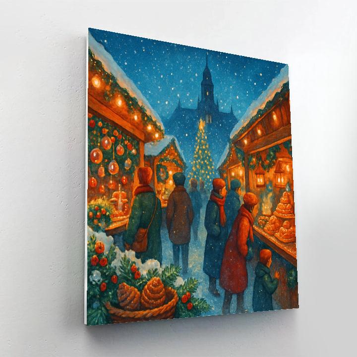 Holiday Market Under Crystal Snowfall DIY paint by numbers