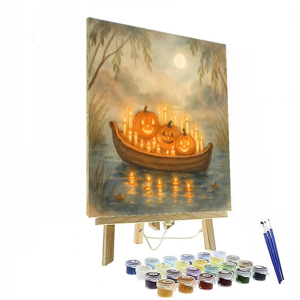 Riverboat Of Candles On The Whispering Fog paint by color