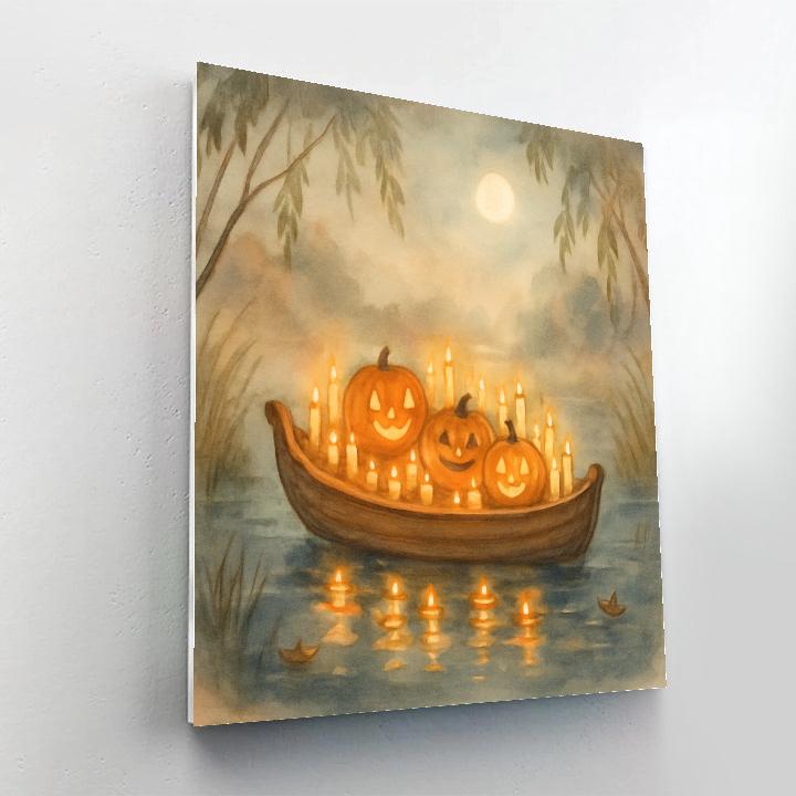 Riverboat Of Candles On The Whispering Fog paint by color