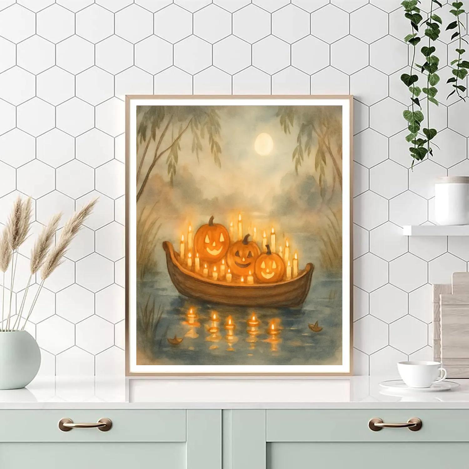 Riverboat Of Candles On The Whispering Fog paint by color