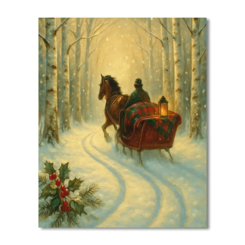 Sleigh Ride Through The Birch Tunnel Numbered painting kits