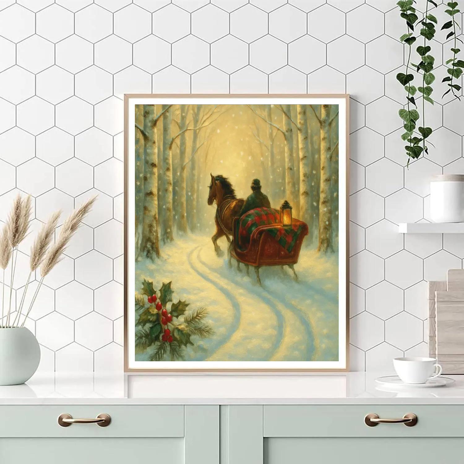 Sleigh Ride Through The Birch Tunnel Numbered painting kits