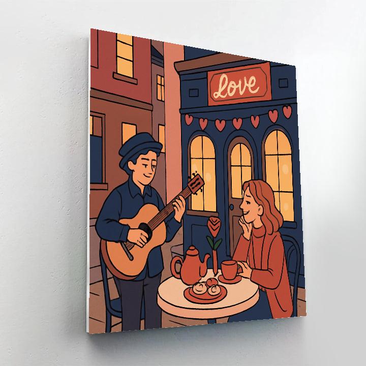 Starlit Café Serenade Valentines Day Edition paint by number