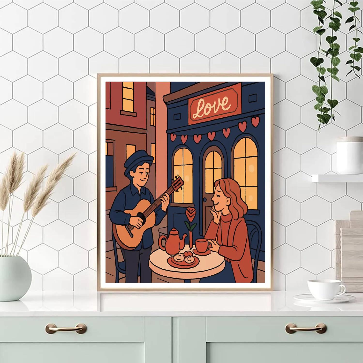 Starlit Café Serenade Valentines Day Edition paint by number