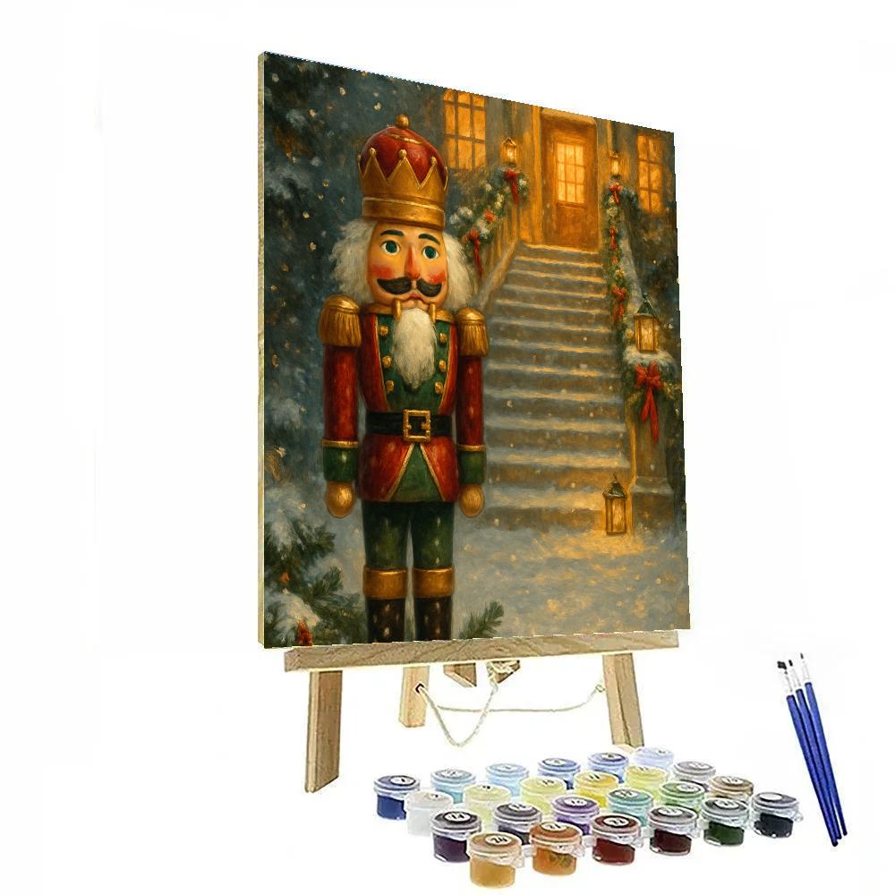 Nutcracker Guardian By The Snowy Staircase paint by color