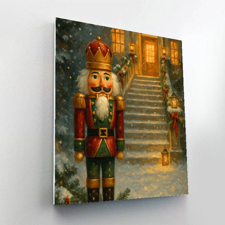 Nutcracker Guardian By The Snowy Staircase paint by color