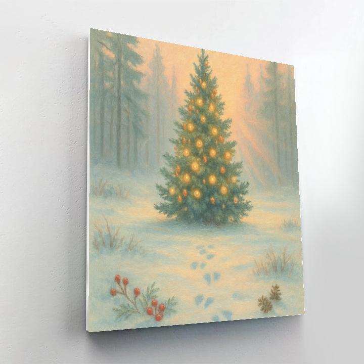 Christmas Tree In The Woodland Clearing At Dawn Numbered painting kits