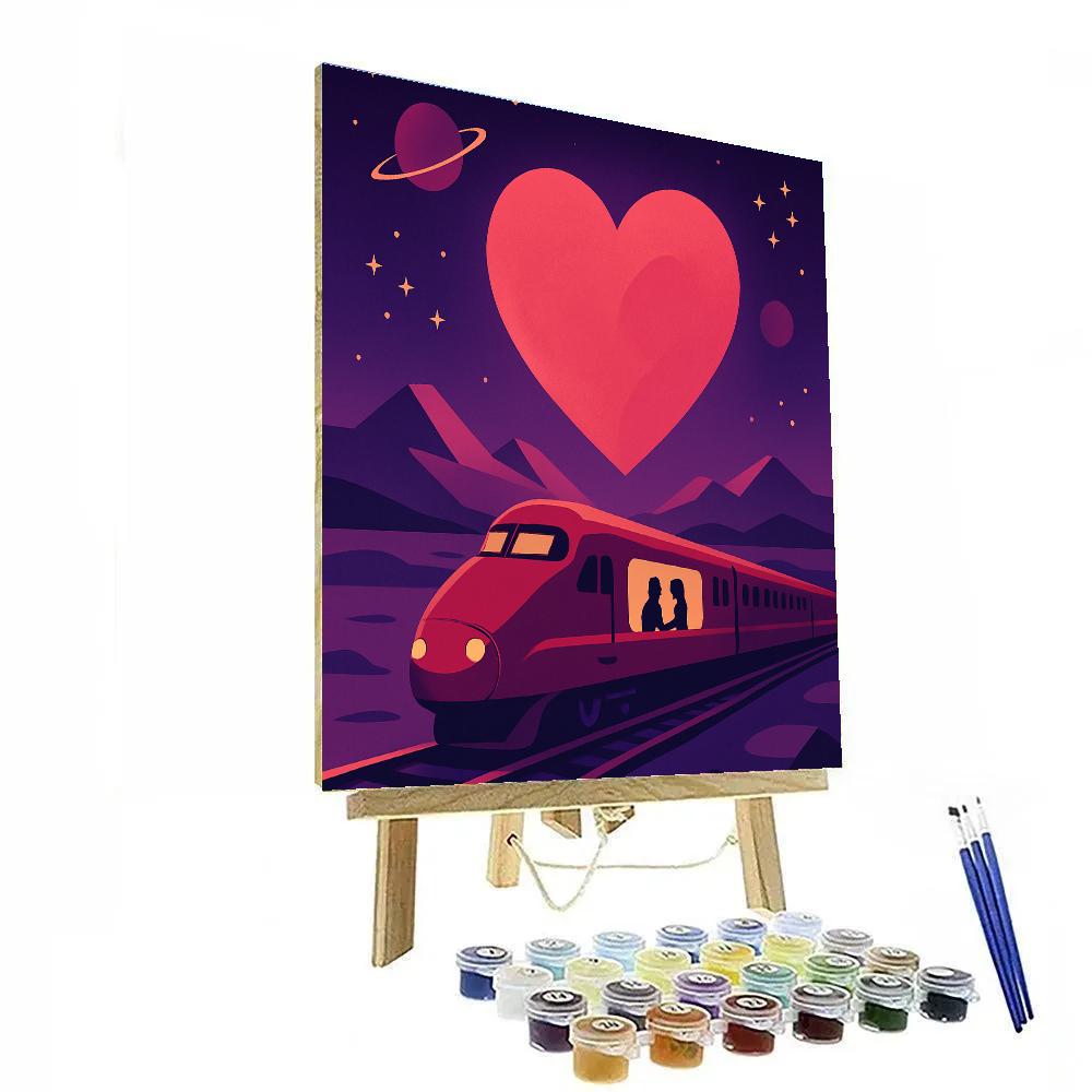 Train Journey To The Valentines Day Planet Paint by numbers kits
