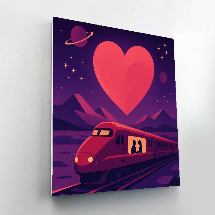 Train Journey To The Valentines Day Planet Paint by numbers kits