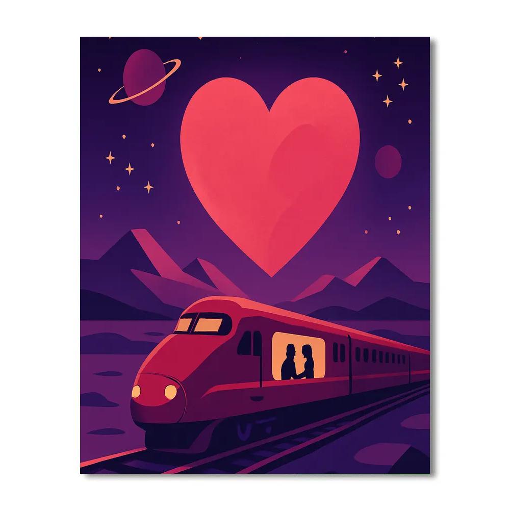 Train Journey To The Valentines Day Planet Paint by numbers kits
