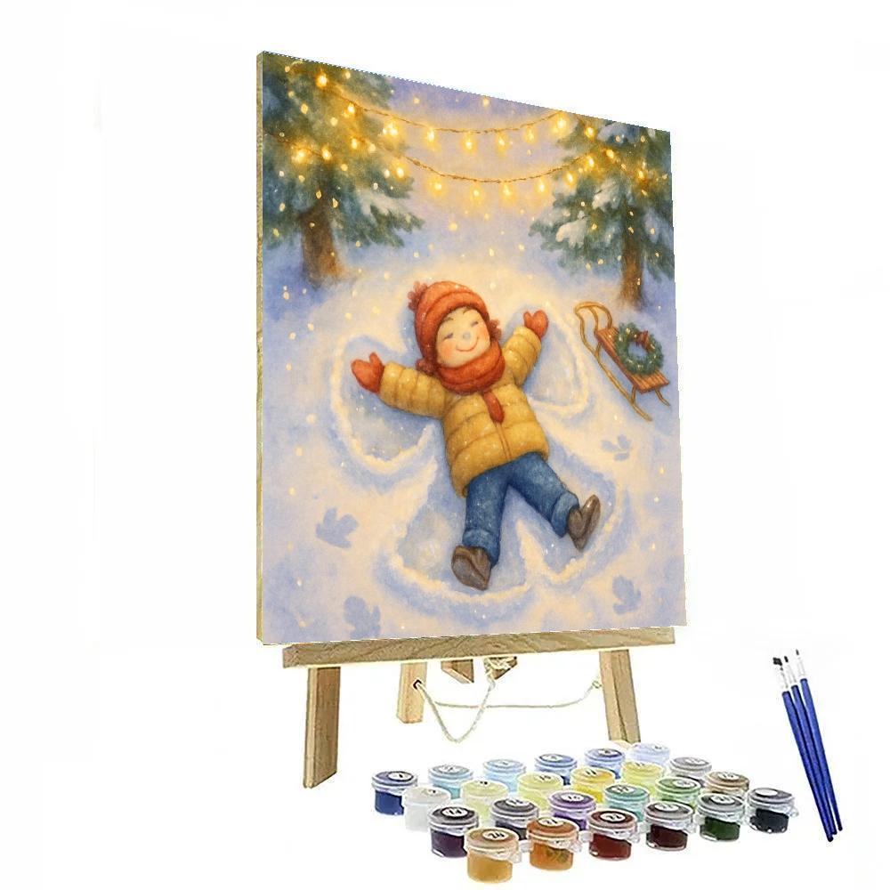 Snow Angel Under A Curtain Of Sparkling Lights Paint by numbers kits
