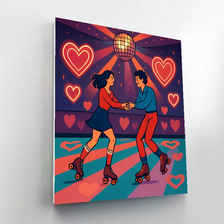 Retro Roller Rink Valentines Day Glow Paint by numbers kits