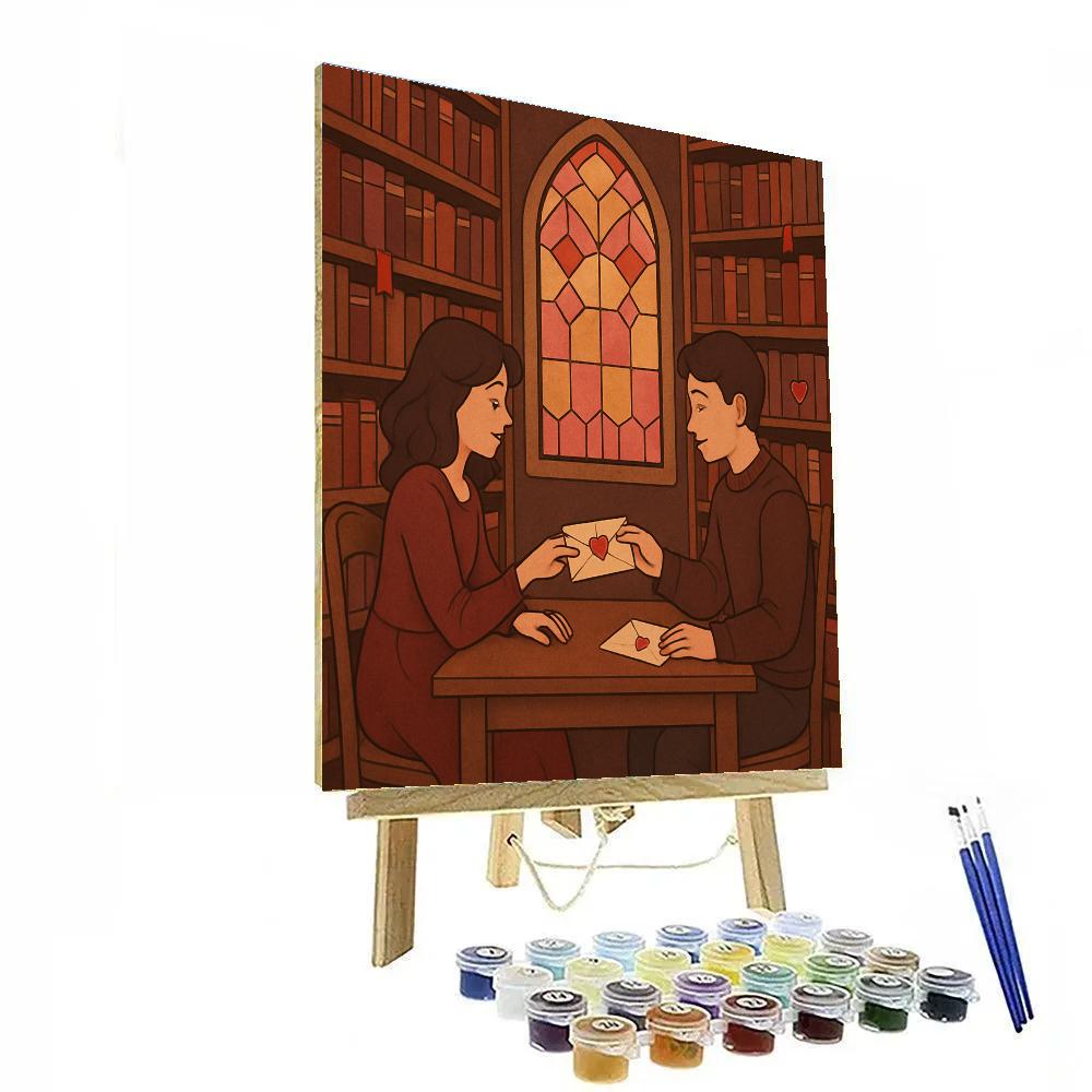 Secret Library Valentines Day Letters painting number kit