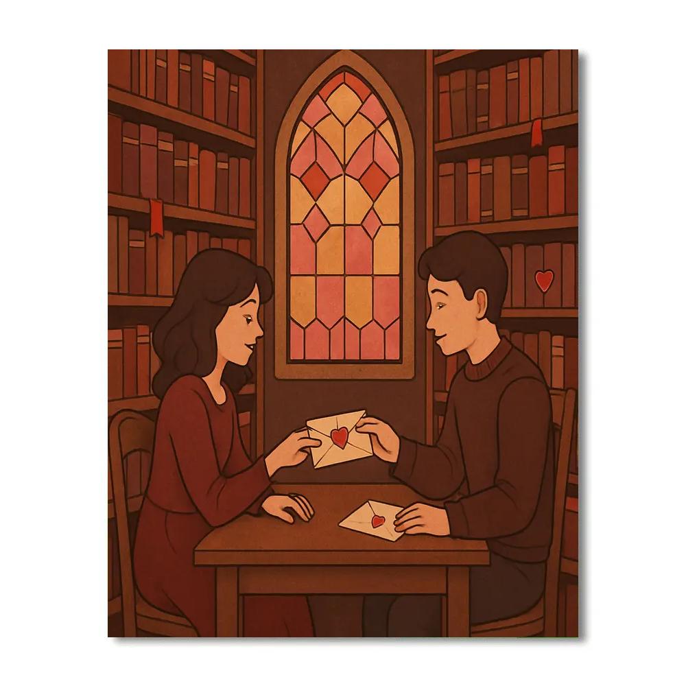 Secret Library Valentines Day Letters painting number kit