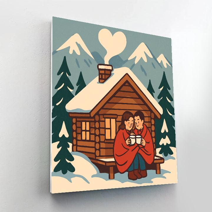 Snowy Cabin Morning Valentines Day Escape DIY paint by numbers