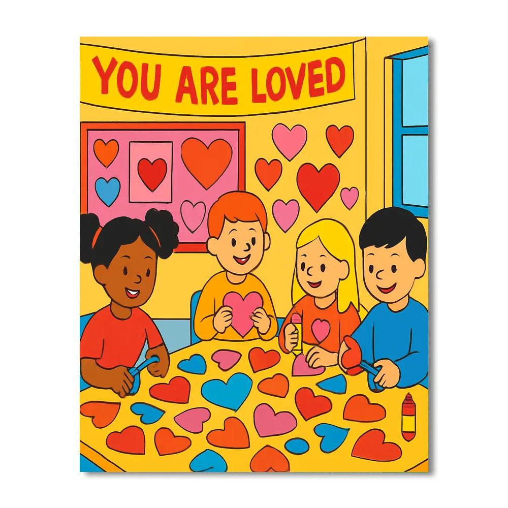 Classroom Craft Hour Valentines Day Collage Paint by numbers kits