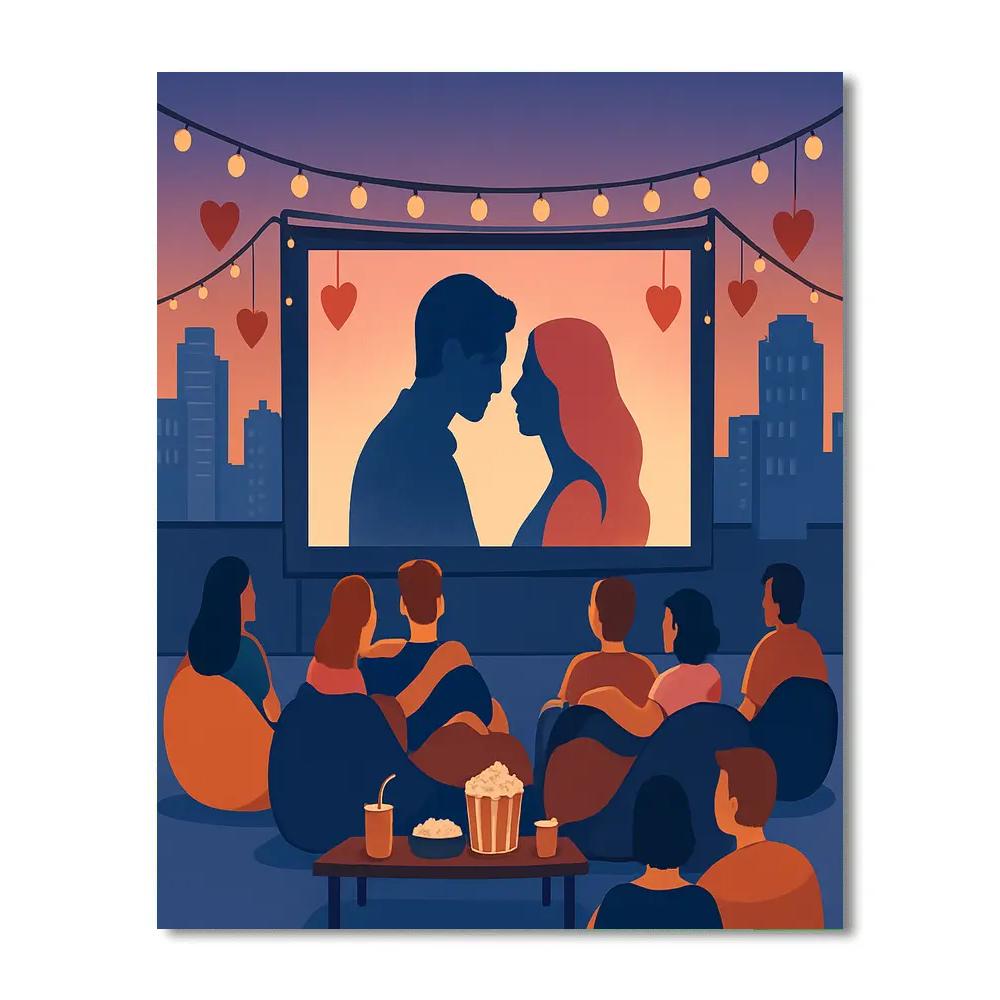 Rooftop Movie Valentines Day Screening Numbered painting kits