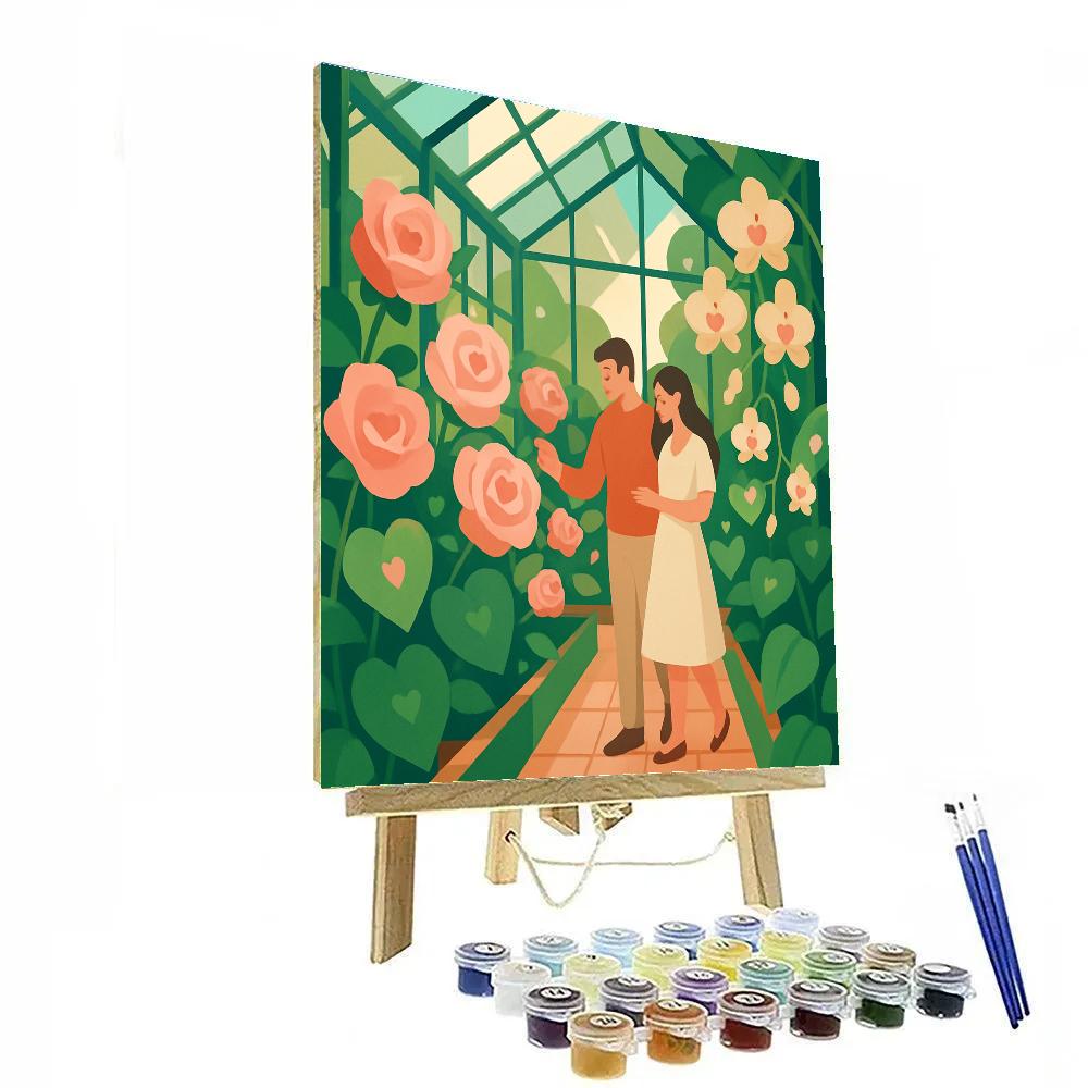 Botanical Greenhouse Valentines Day Stroll painting number kit