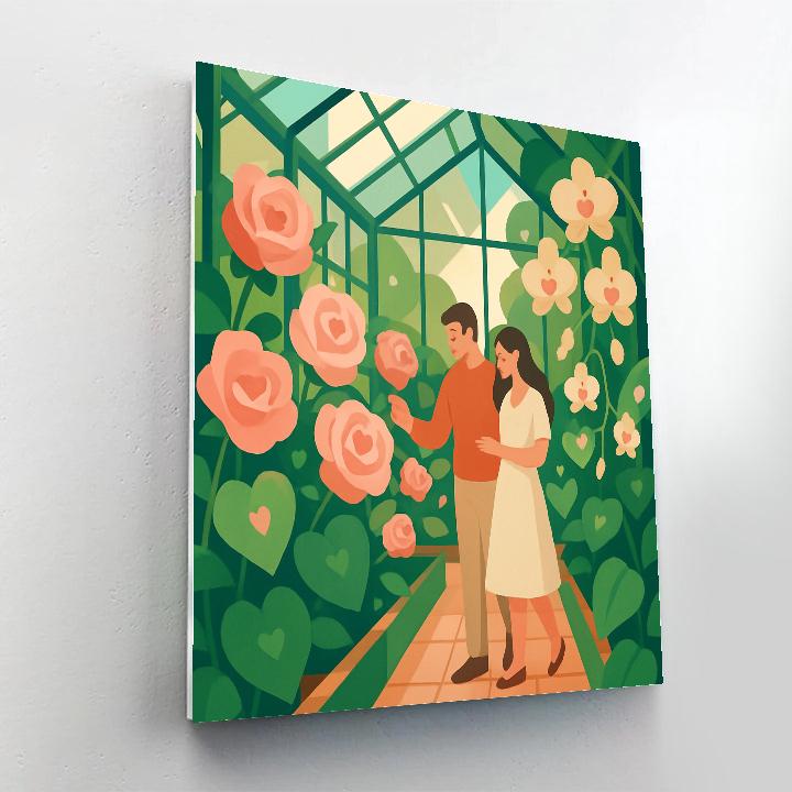 Botanical Greenhouse Valentines Day Stroll painting number kit