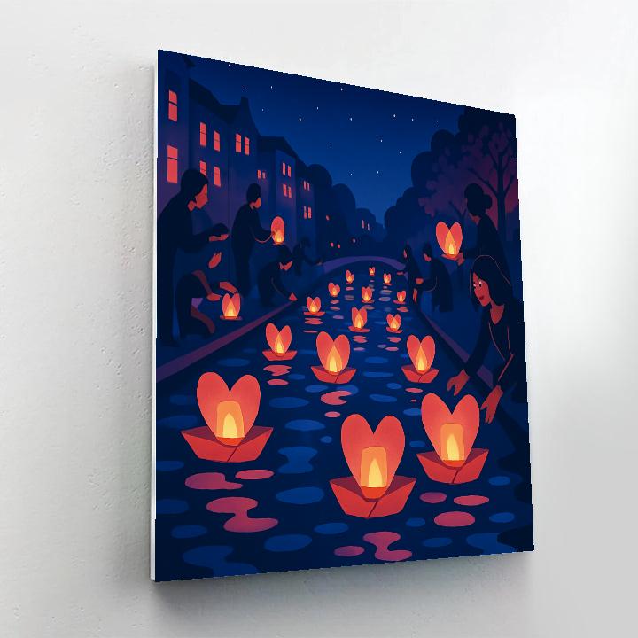 Valentines Day Parade Of Paper Lantern Ships Painting by numbers kit