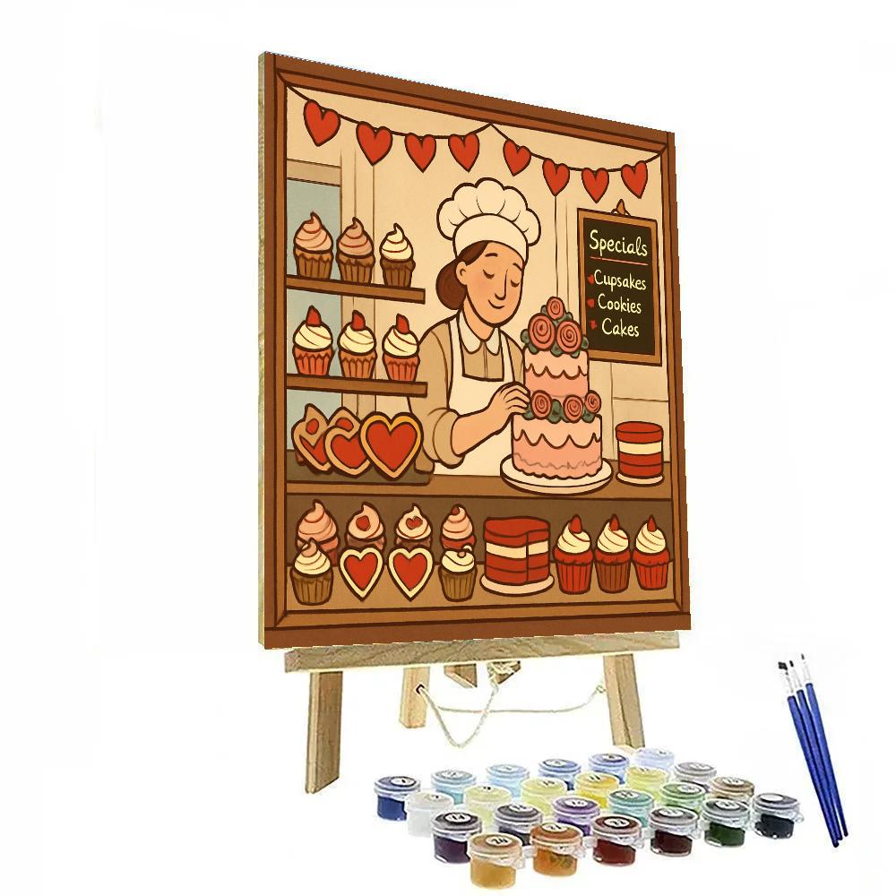 Bakery Window Valentines Day Sweet Display paint by color