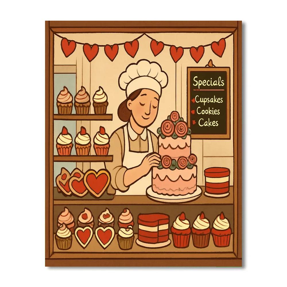 Bakery Window Valentines Day Sweet Display paint by color