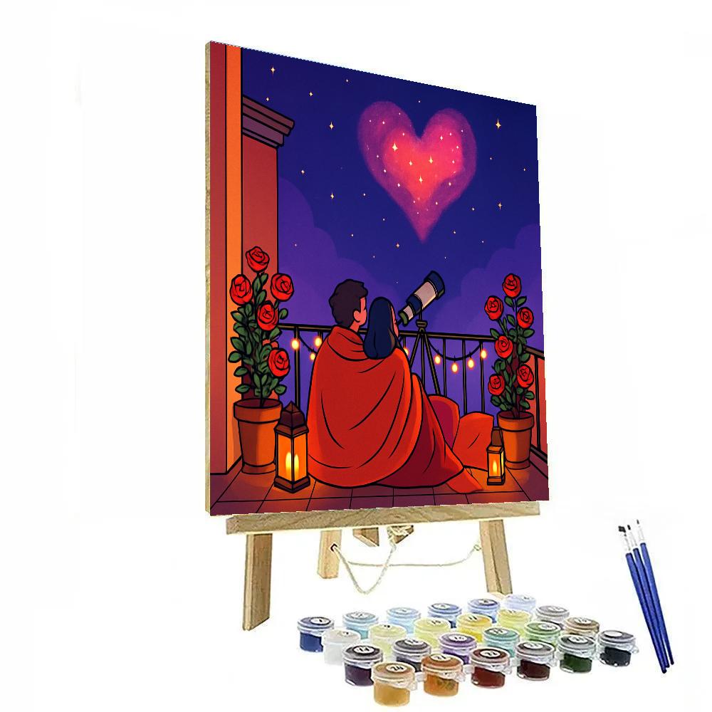 Stargazer Balcony Valentines Day Night paint by numbers