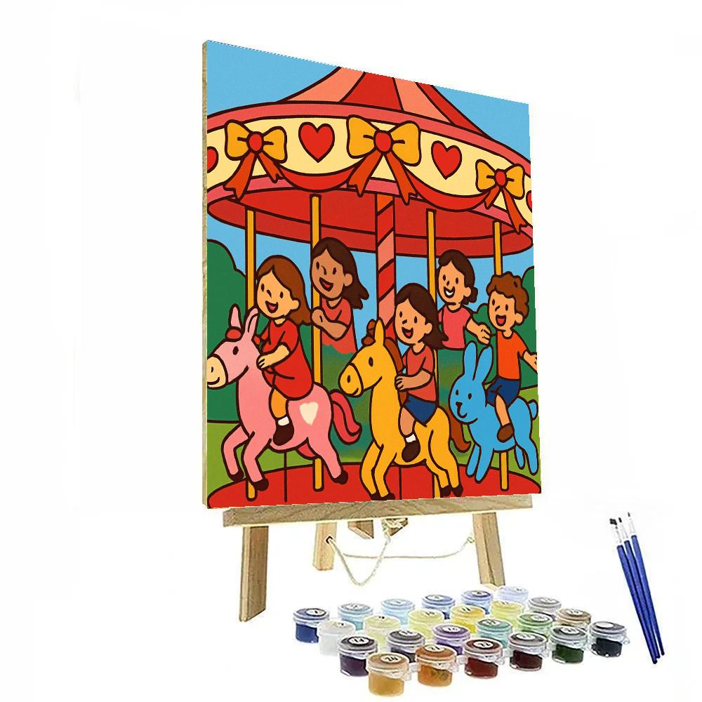Playground Carousel Valentines Day Whirl painting number kit