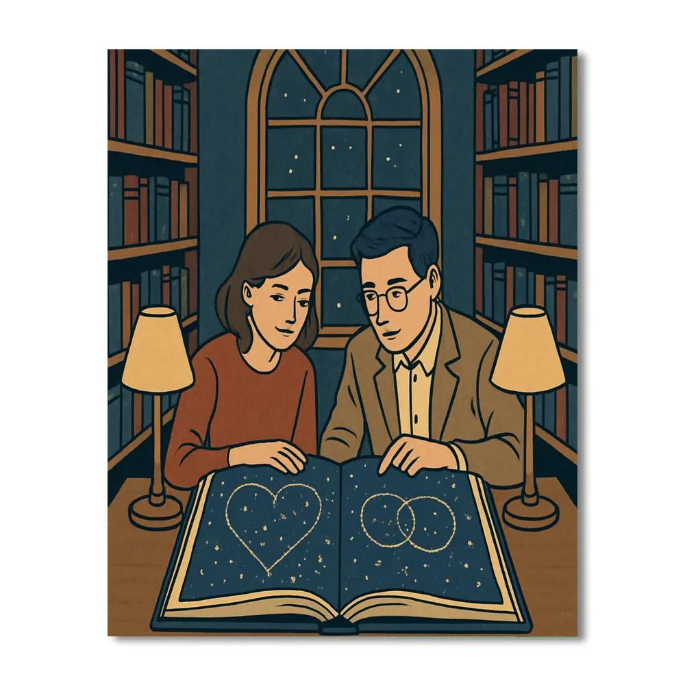 Midnight Library Valentines Day Star Atlas DIY paint by numbers