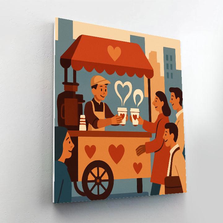 Coffee Cart Morning Valentines Day Rush paint by numbers