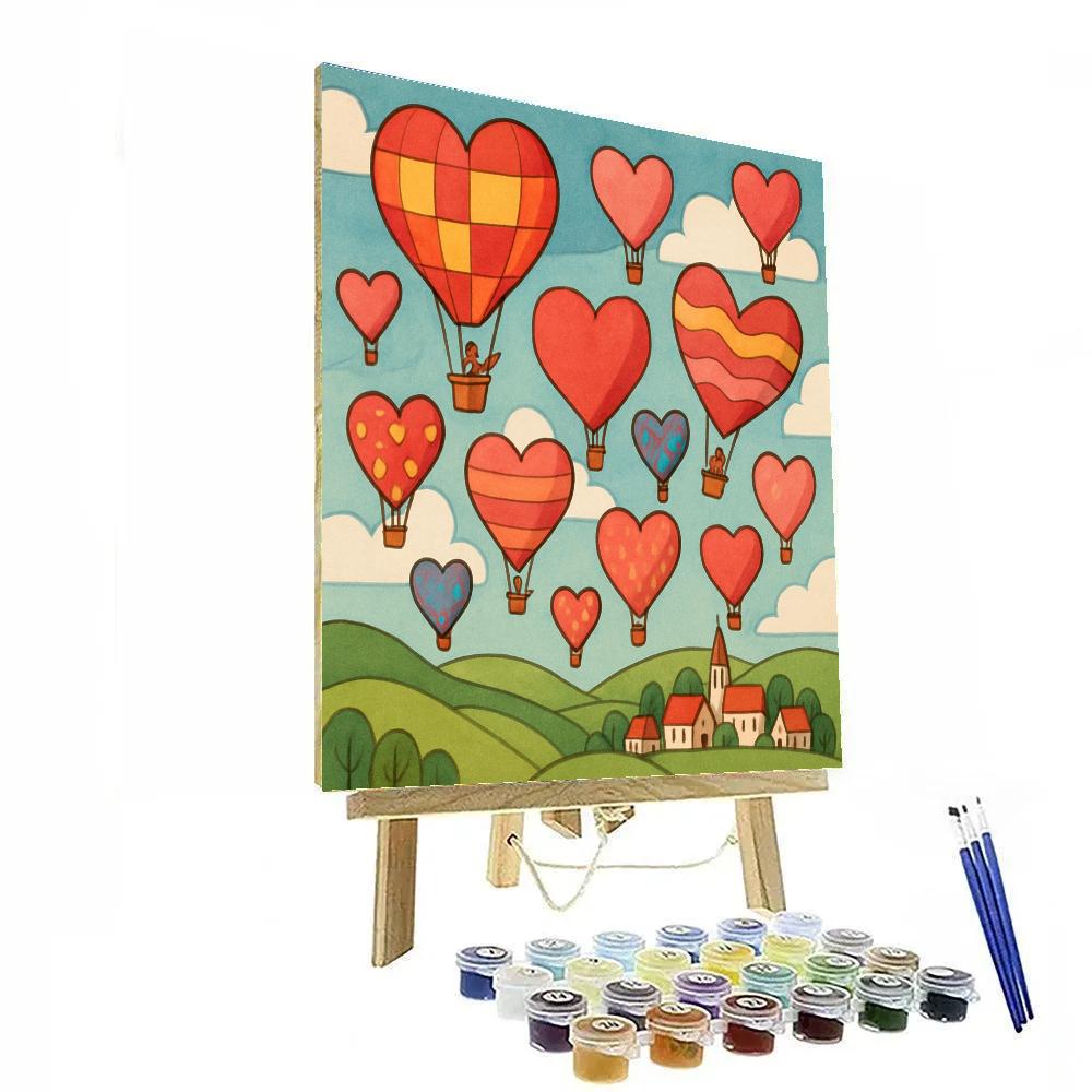 Hot Air Balloon Race On Valentines Day Paint by numbers kits