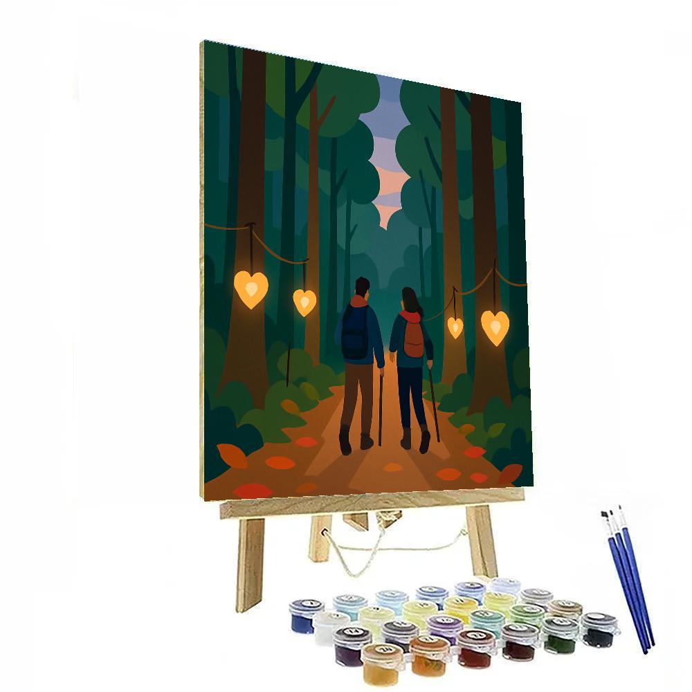 Forest Trail Valentines Day Lantern Walk Number painting