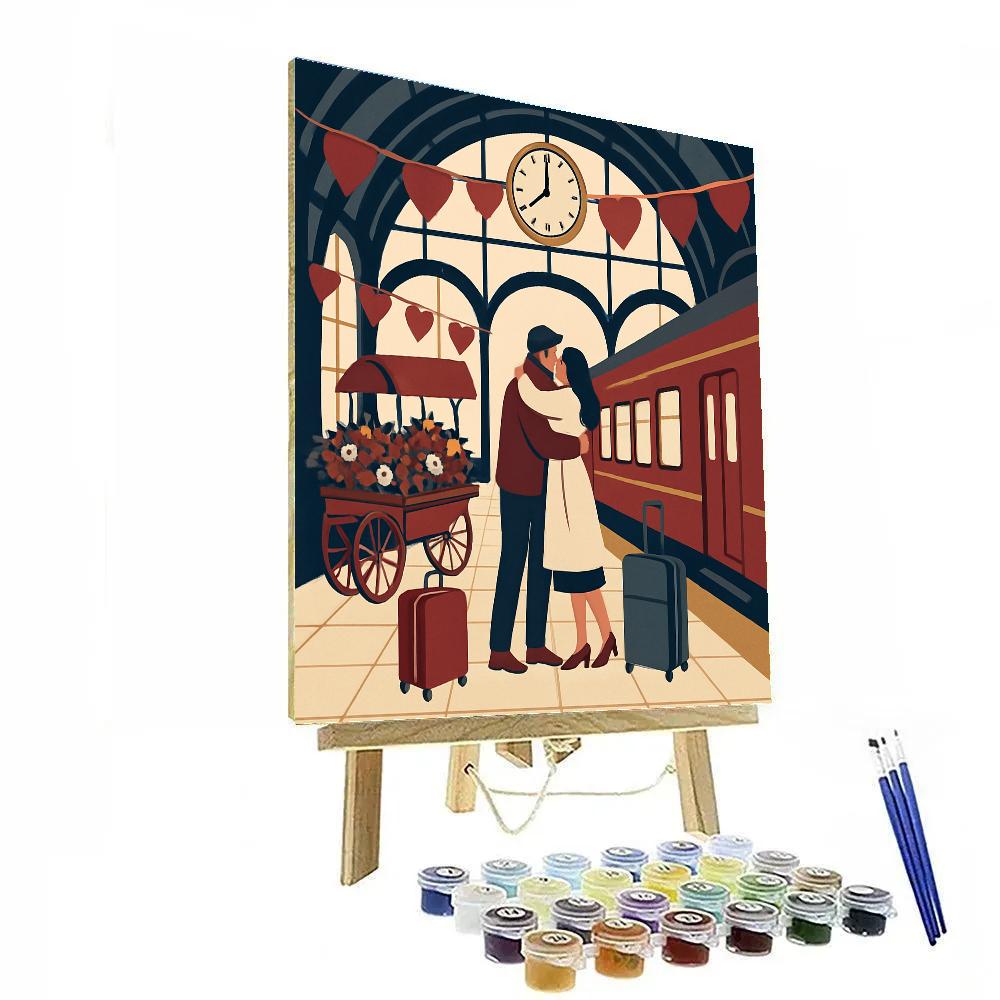 Train Station Platform Valentines Day Reunion DIY paint by numbers
