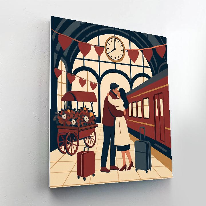 Train Station Platform Valentines Day Reunion DIY paint by numbers