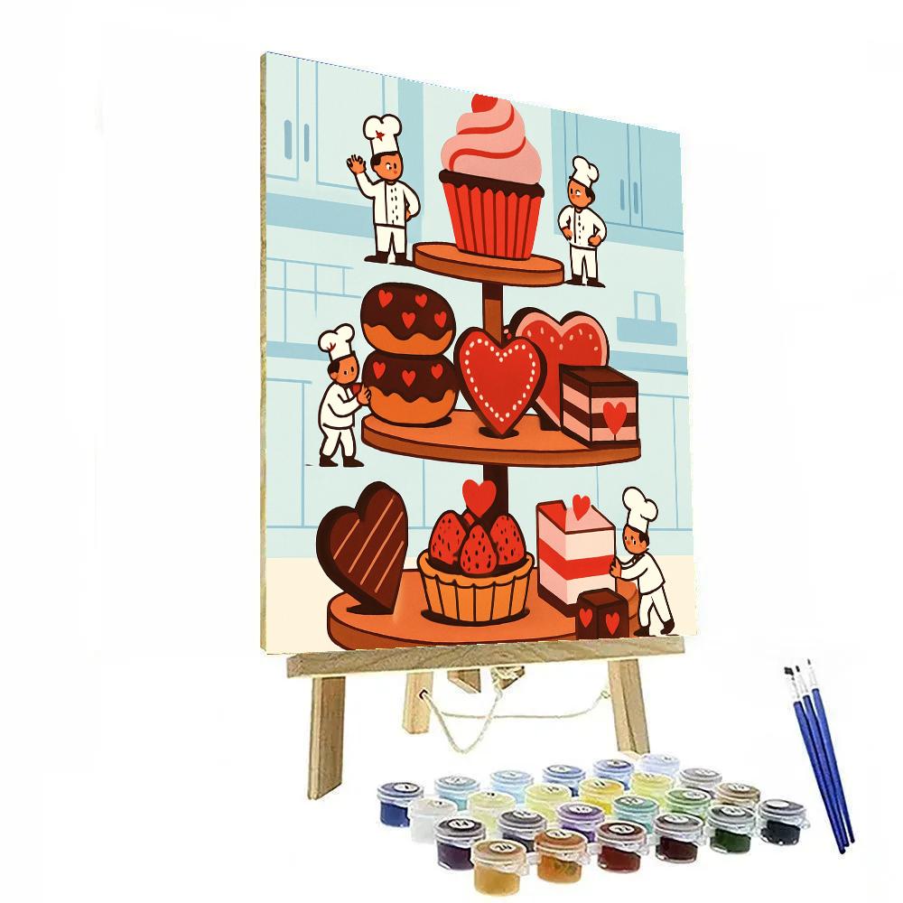 Valentines Day Dessert Laboratory Tower Paint by numbers art