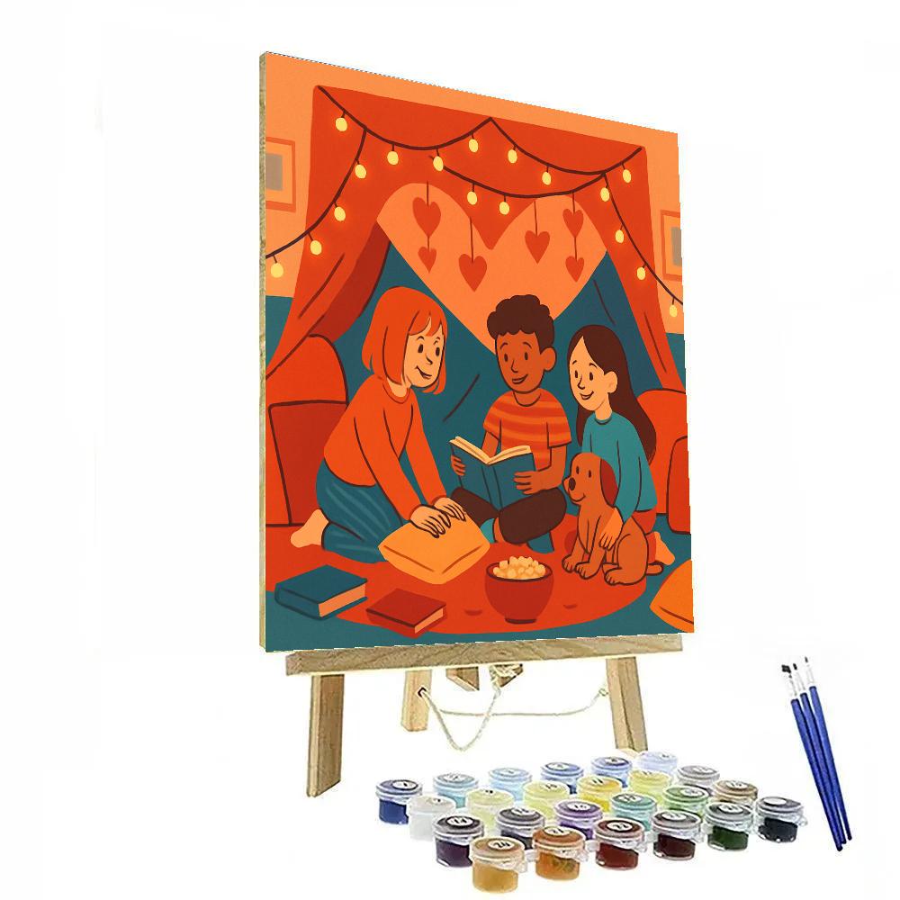 Indoor Blanket Fort Valentines Day Hideout paint by number