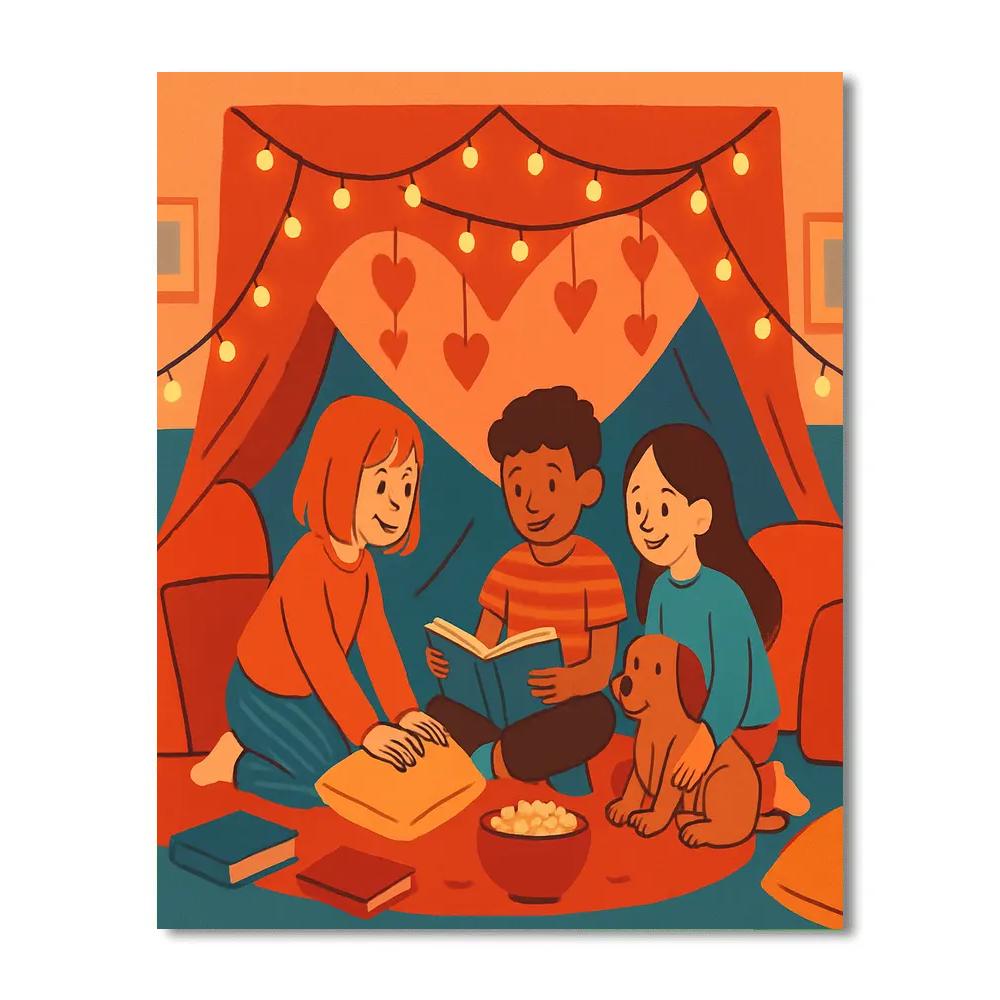 Indoor Blanket Fort Valentines Day Hideout paint by number