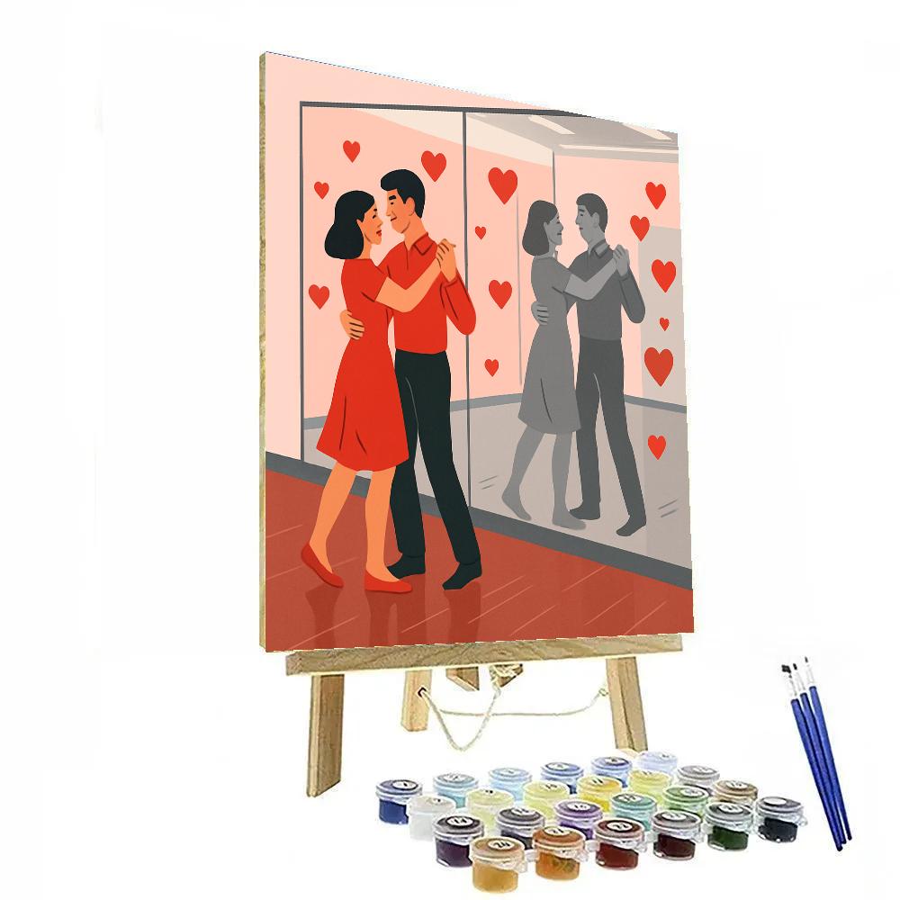 Valentines Day Dance Studio Mirror Hearts paint by number