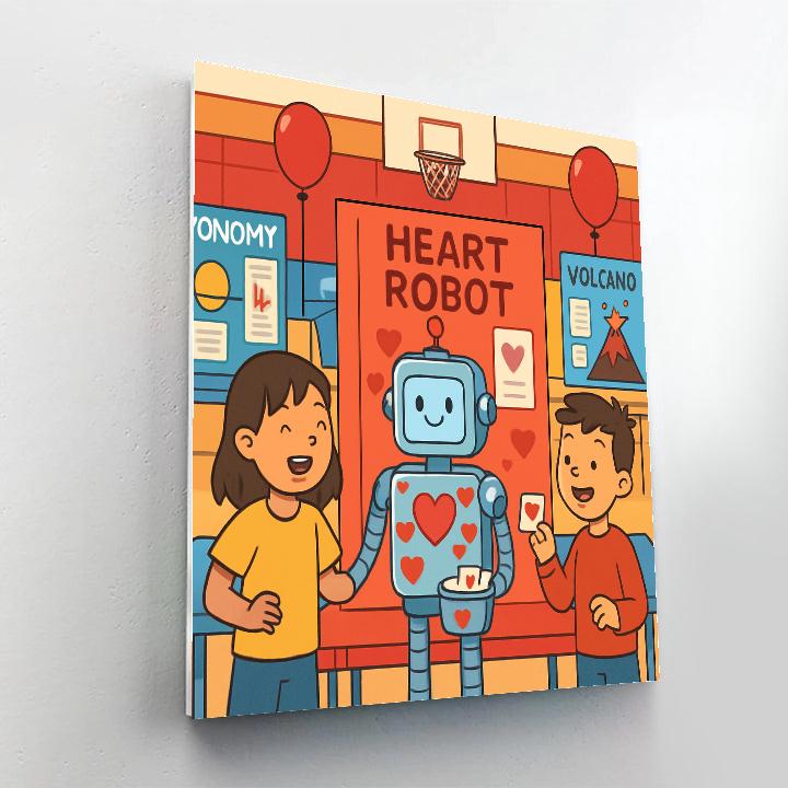 Science Fair Valentines Day Robot Companions Painting by numbers kit