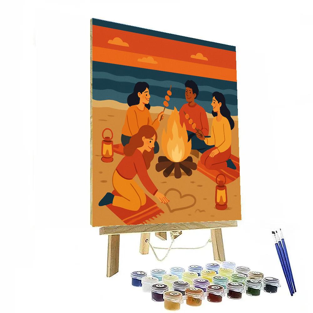 Valentines Day Beach Bonfire Glow Numbered painting kits