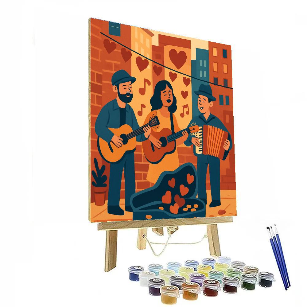 City Street Musicians On Valentines Day paint by number