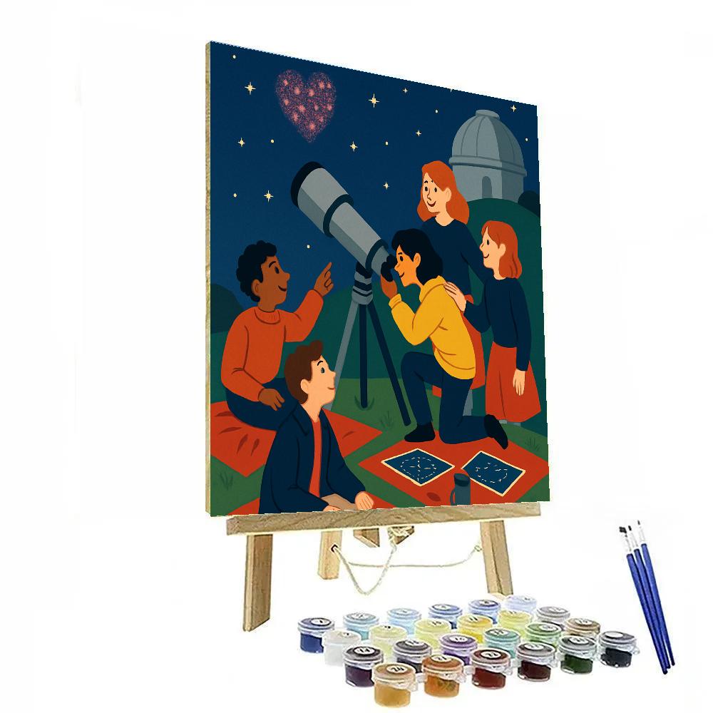 Observatory Hill Valentines Day Telescope Night Paint by numbers art