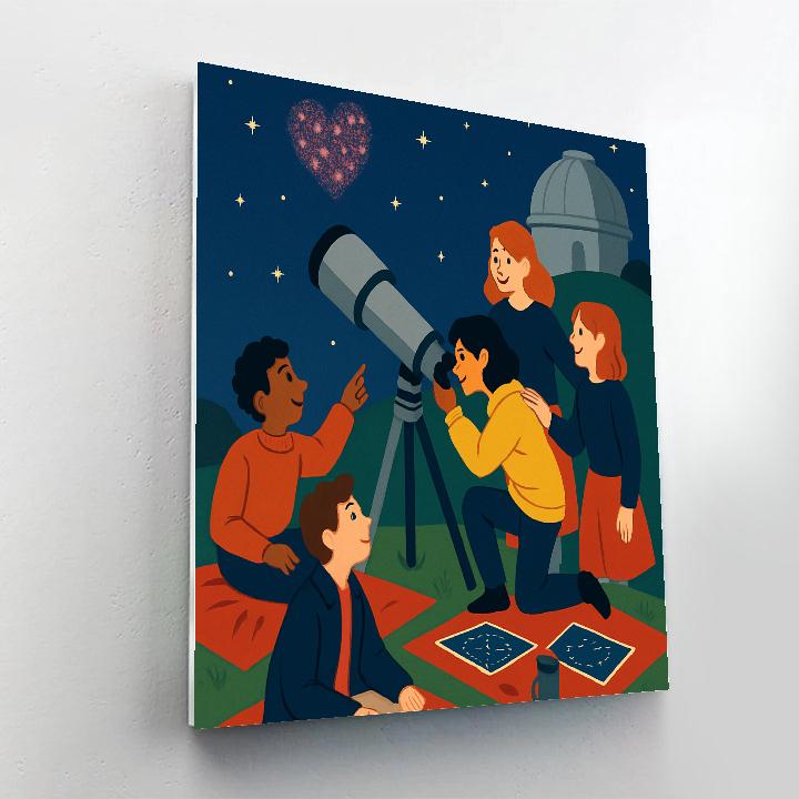 Observatory Hill Valentines Day Telescope Night Paint by numbers art