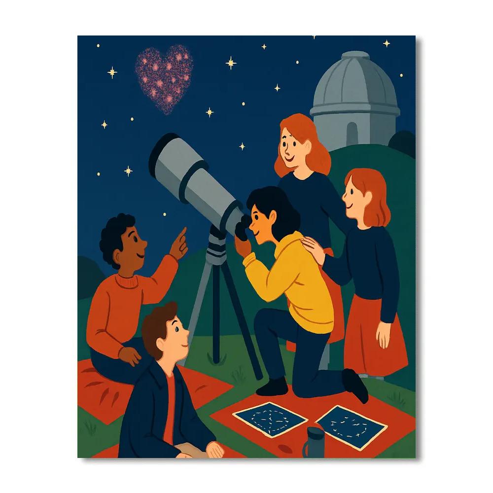 Observatory Hill Valentines Day Telescope Night Paint by numbers art