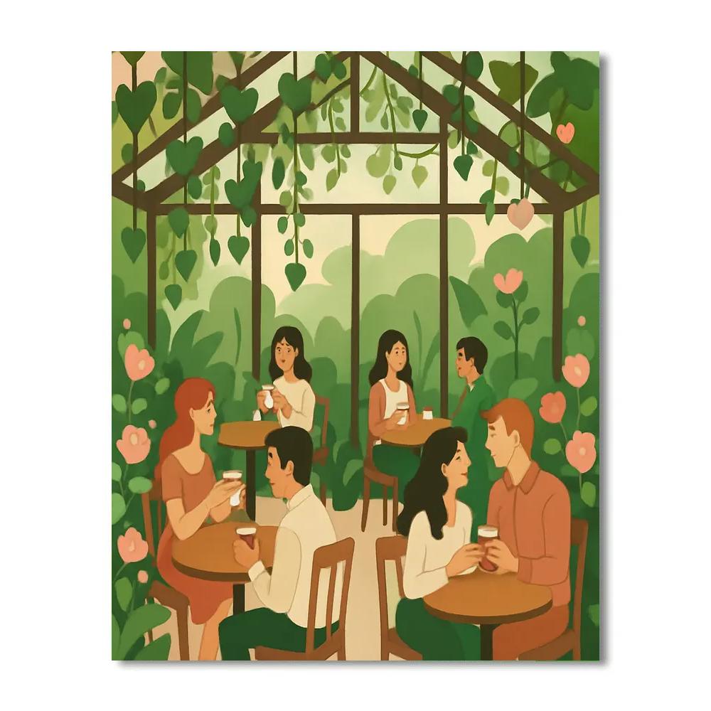 Valentines Day Rooftop Greenhouse Café paint by numbers