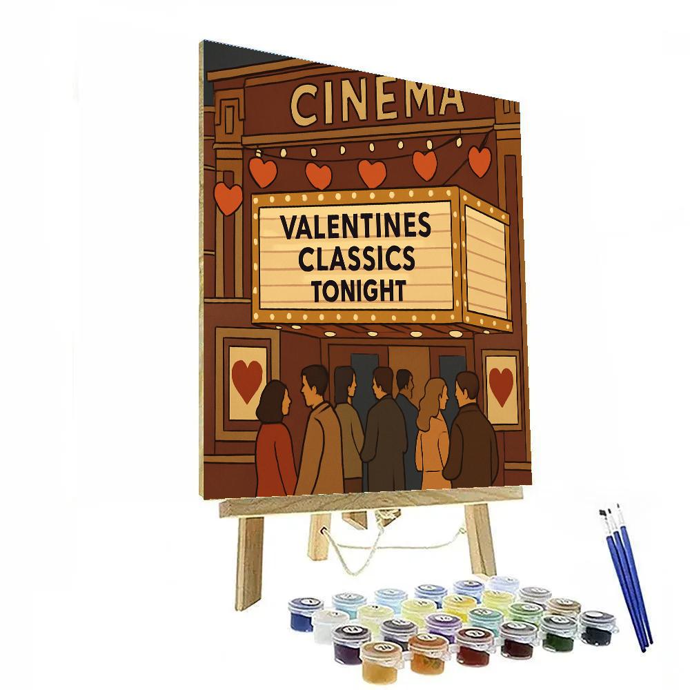 Vintage Cinema Valentines Day Marquee Paint by numbers art